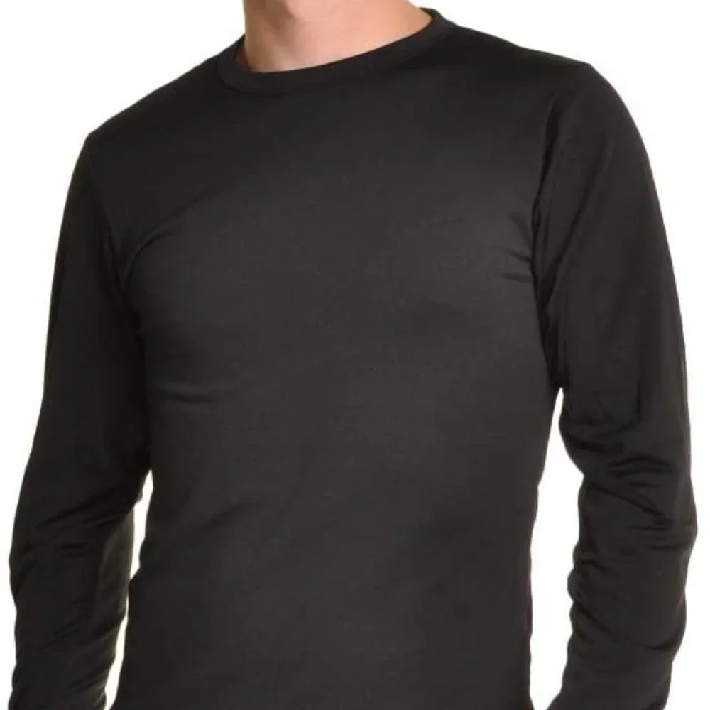 Swan Men's Fleece-Lined Crew Neck LS Thermal Top 3-pack Black 2XL - Picture 1 of 4